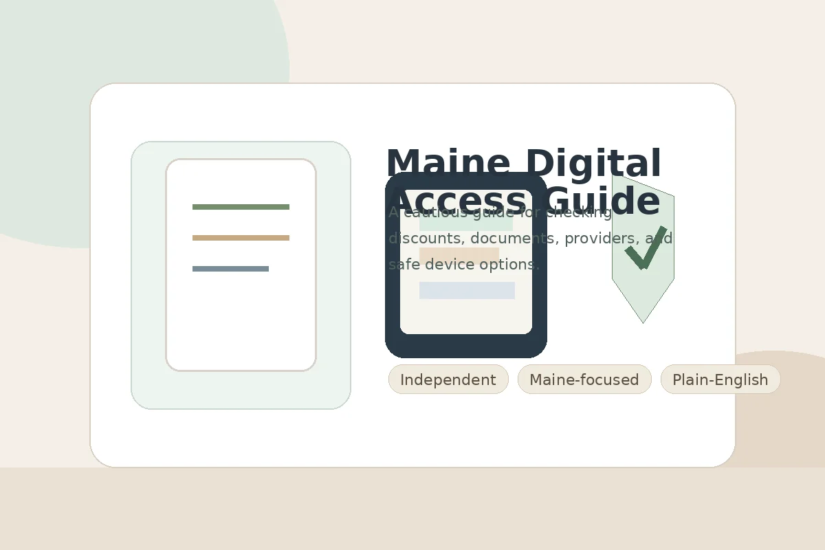 Illustration of Maine digital access documents and a tablet